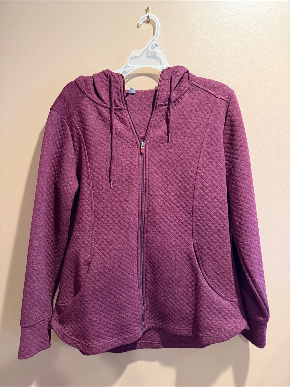 RBX Quilted Hooded Zip Jacket in Plum